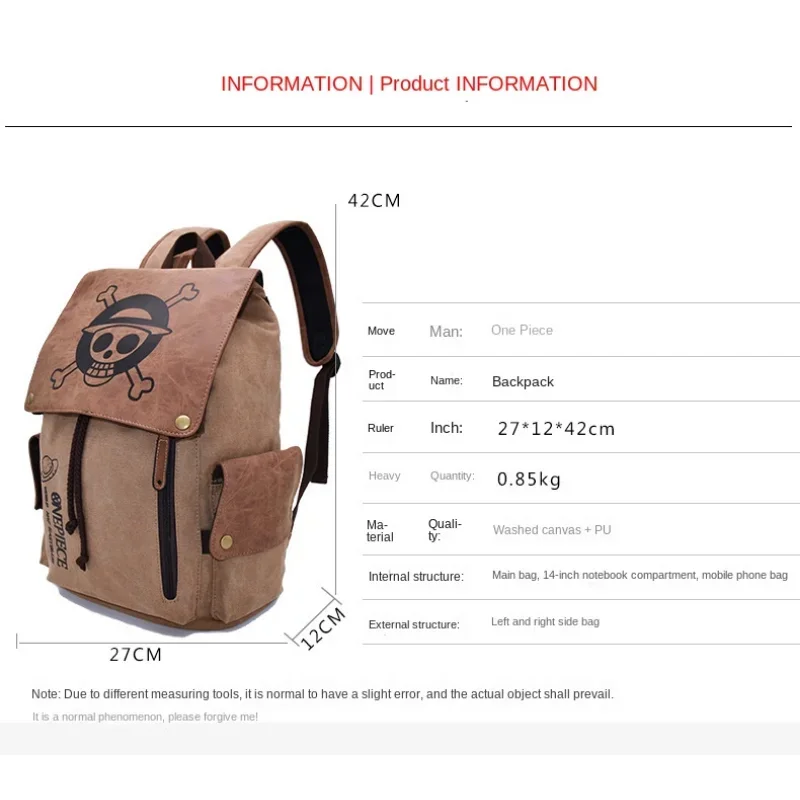 The New One Piece Naruto Anime Peripheral Backpack Shoulder Bag Primary And Secondary School Students Canvas Gifts