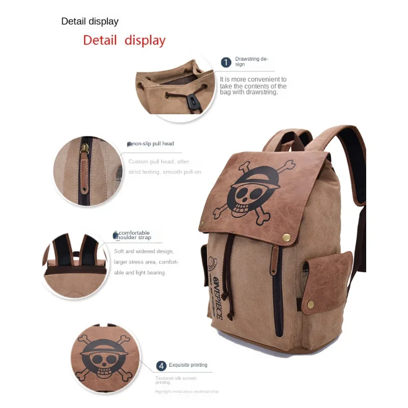The New One Piece Naruto Anime Peripheral Backpack Shoulder Bag Primary And Secondary School Students Canvas Gifts