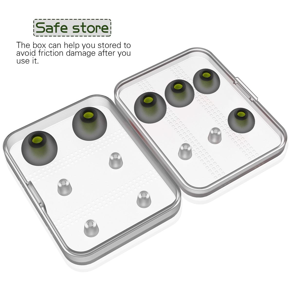 6 Pairs Silicone Ear Caps With Storage Box For 5 To 7 Millimetre Earphone Plugs