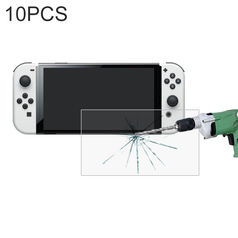 Ten Pack Tempered Glass Film For Nintendo Switch Oled Clear Protection