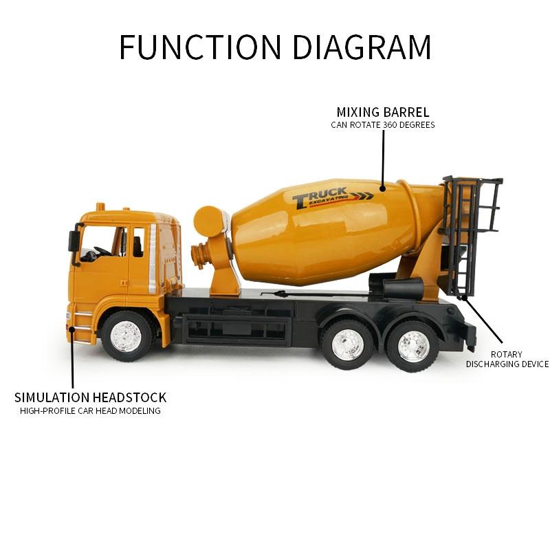 10 Channel Remote Control Mixer Truck 2.4G Simulated Engineering Vehicle
