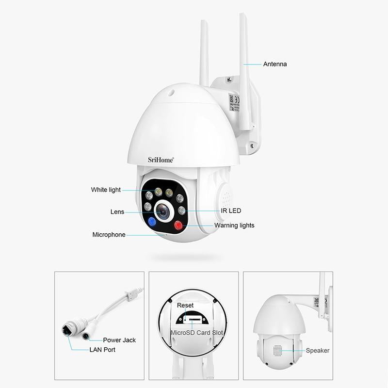 Waterproof Dome Camera With Sound And Light Alarm Three Megapixel