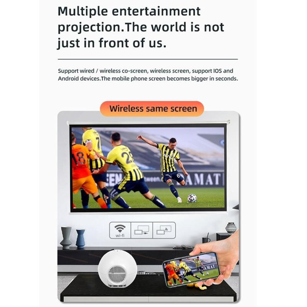 Wireless Smart Projector 100 Ansi Lumens 1280X720p Same Screen