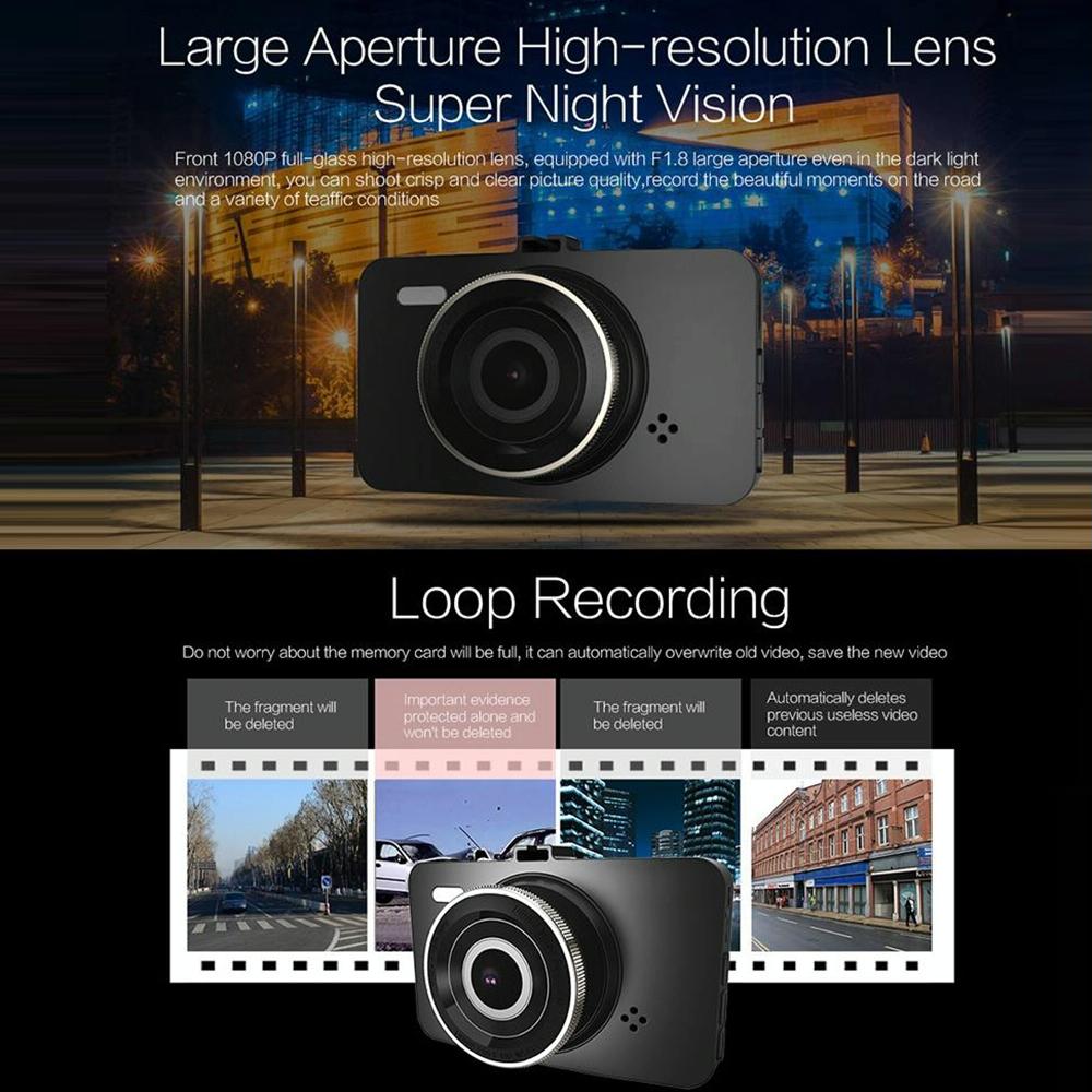 A78 Three Inch Car Dash Cam With 1080P Hd Night Vision And 170 Degree View