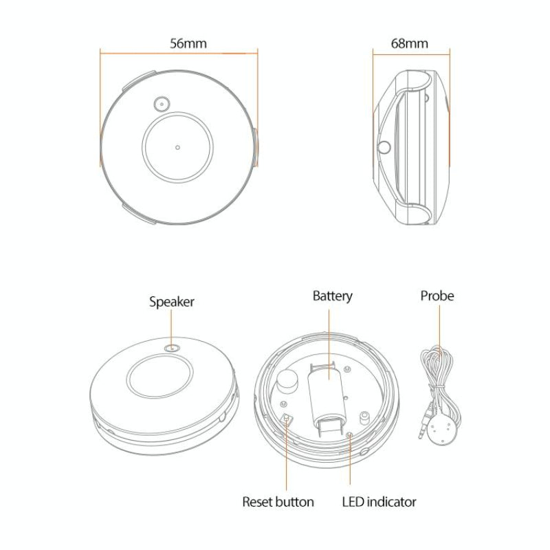 Water Flood Sensor Smart Leak Detection White