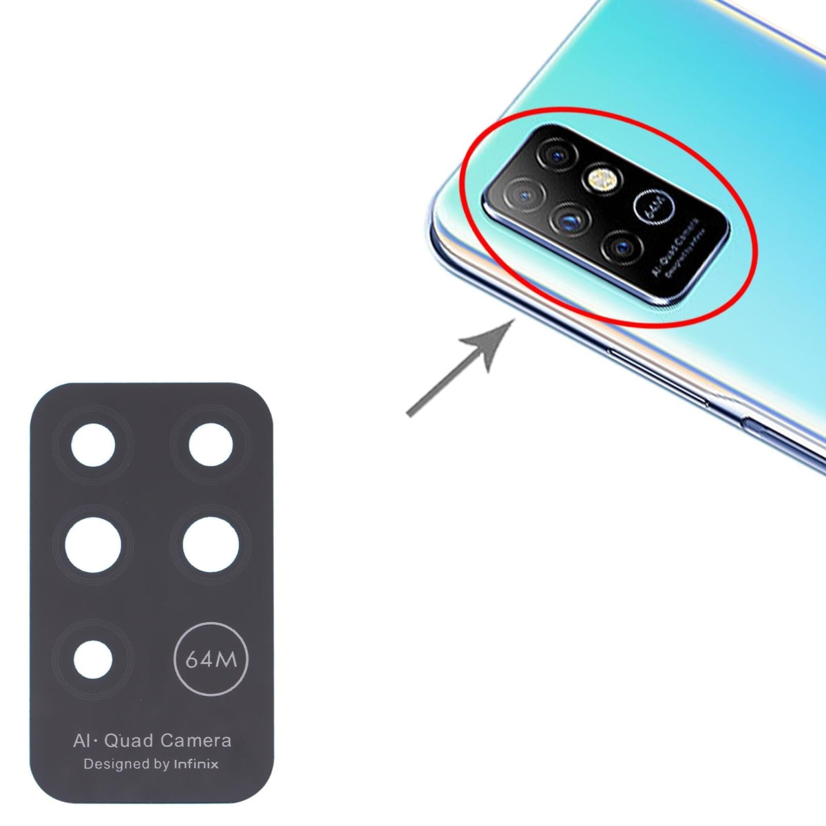 10 Piece Infinix Note 8 X692 Rear Camera Lens Set