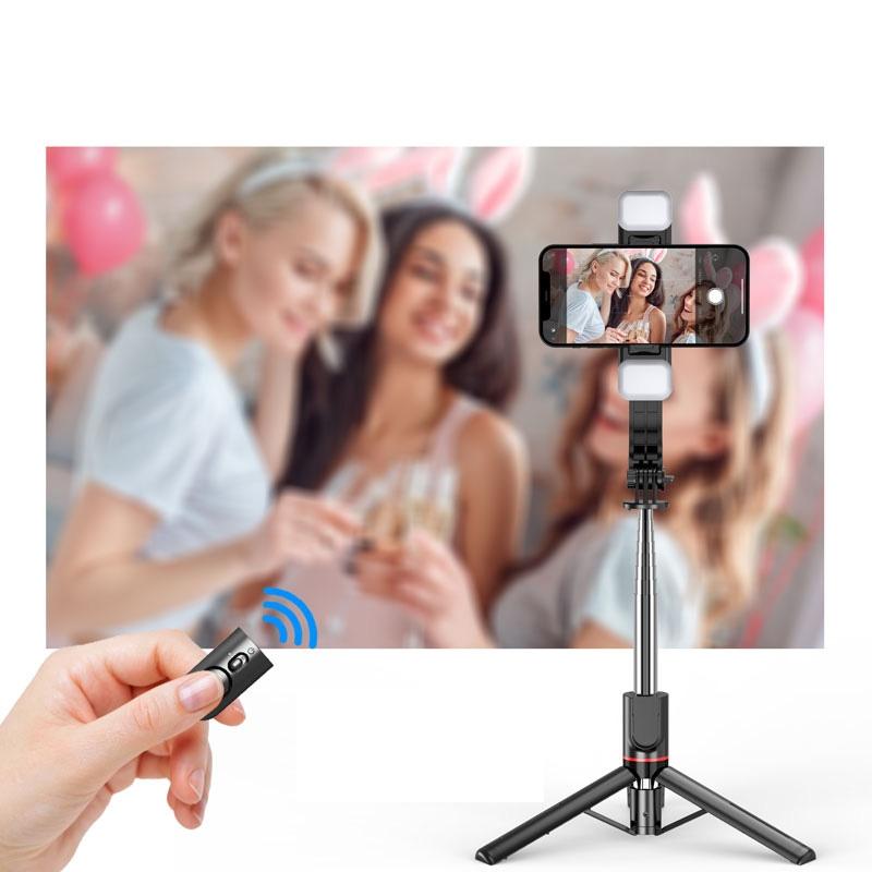 Bluetooth Remote Selfie Stick With Detachable Fill Light And Tripod Stand Guide