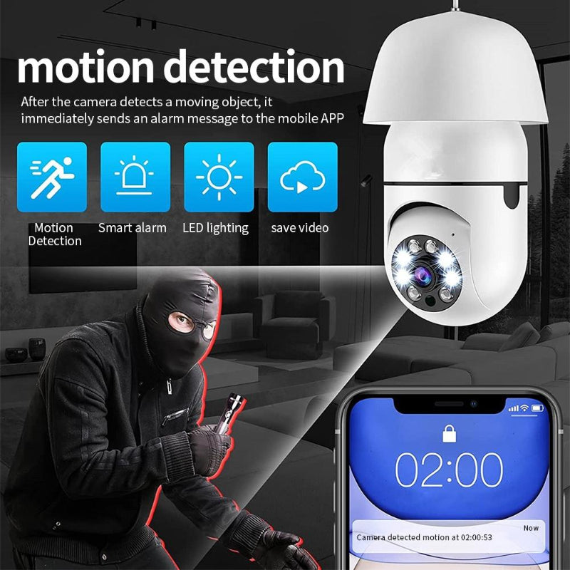 Two Million Pixel High Definition Wi Fi Light Bulb Camera With Motion Detection