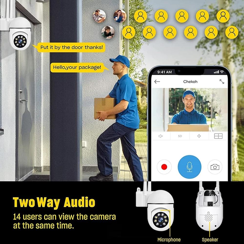 <> Wireless Hd Smart Security Camera With Night Vision And Two Way Audio