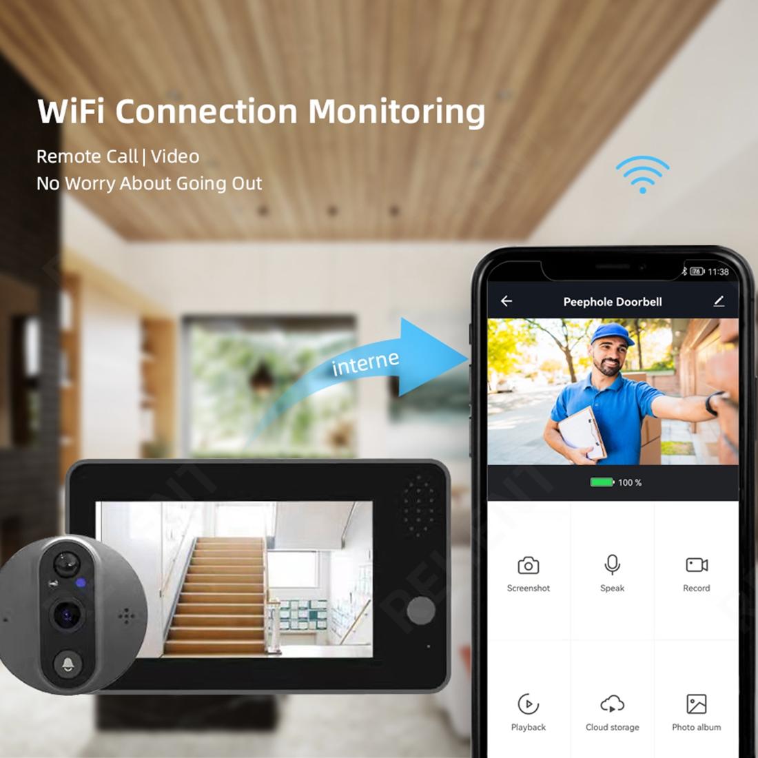 Smart Wifi Doorbell With Night Vision And Motion Detection 4.3 Inch Screen
