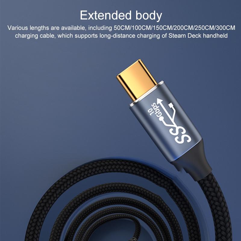 Two Metre Usb C Stereo Curved Extension Cable For Steam Deck With High Speed Performance