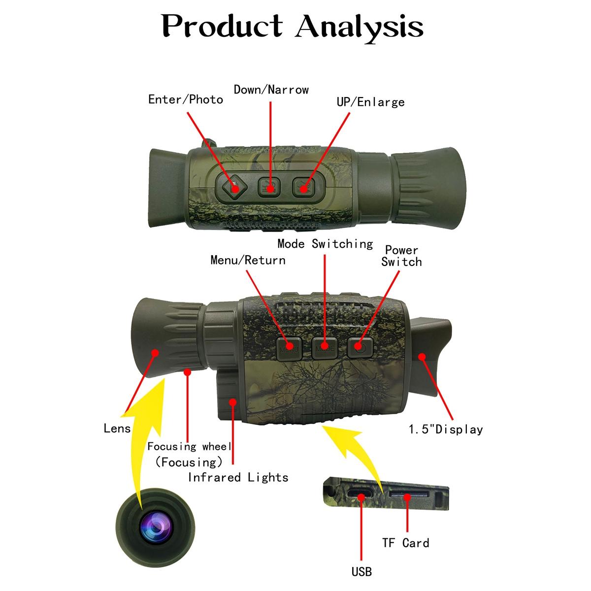 4K Hd Camo Monocular Night Vision For Outdoor And Wildlife Observation