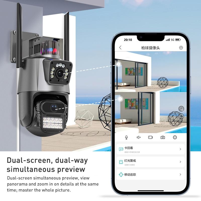 Smart Dual Two Megapixel Wifi Spherical Ip Camera With Humanoid Recognition And Alarm