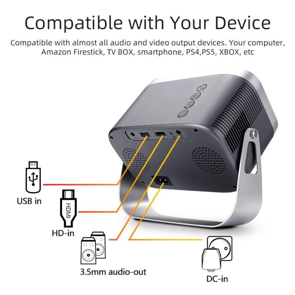 360 Degree Rotating Mini Android Projector 150 Lumens 1280X720p Hd Display