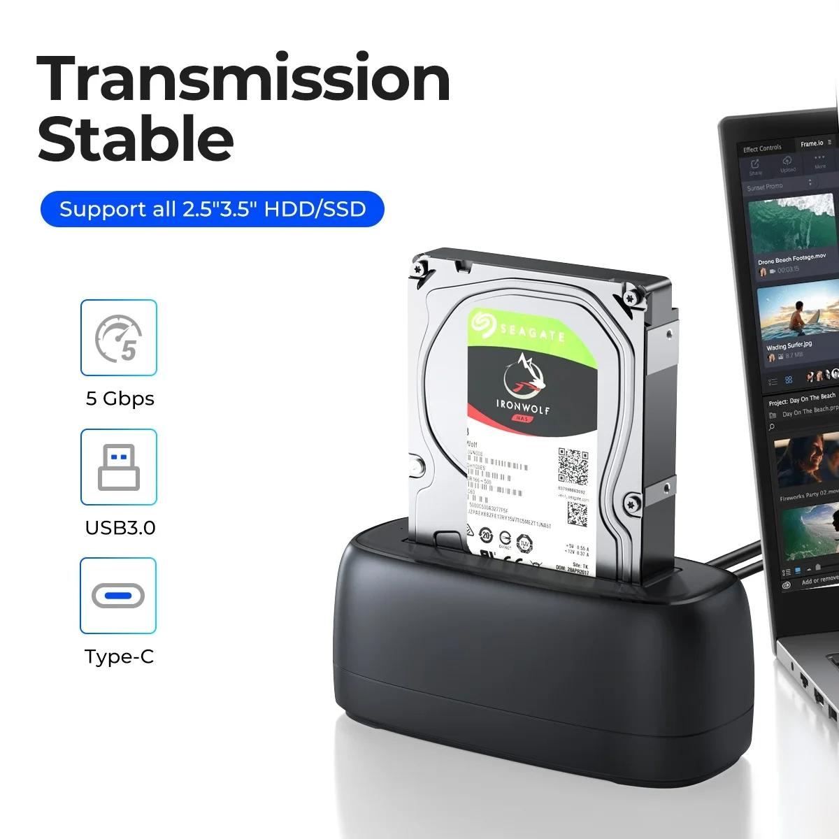 Single Bay Sata Drive Dock For 2.5 And 3.5 Inch Drives With Type C Connection