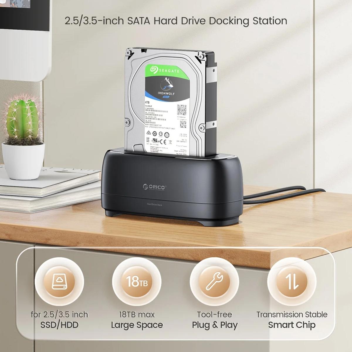 Single Bay Sata Drive Dock For 2.5 And 3.5 Inch Drives With Type C Connection
