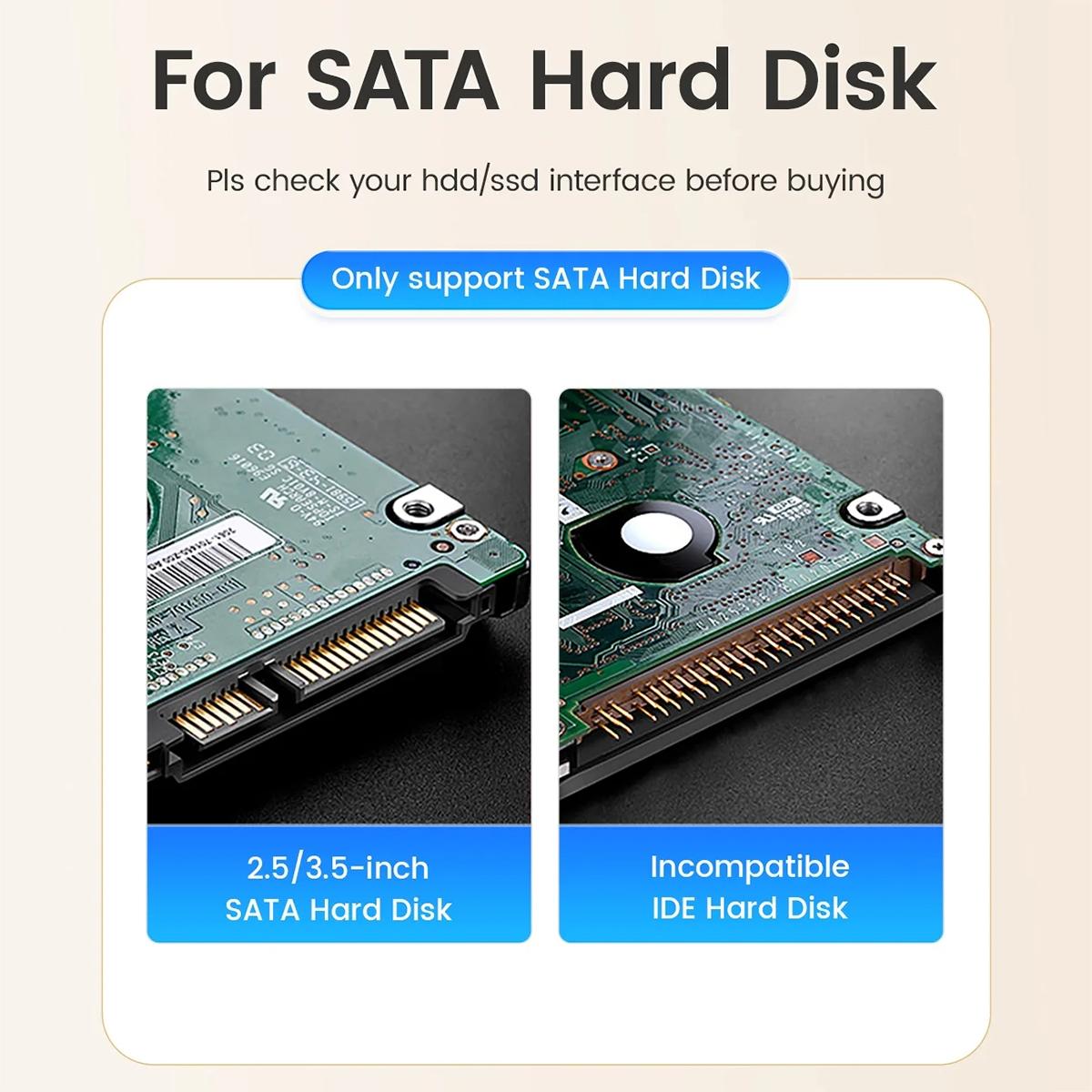 Single Bay Sata Drive Dock For 2.5 And 3.5 Inch Drives With Type C Connection