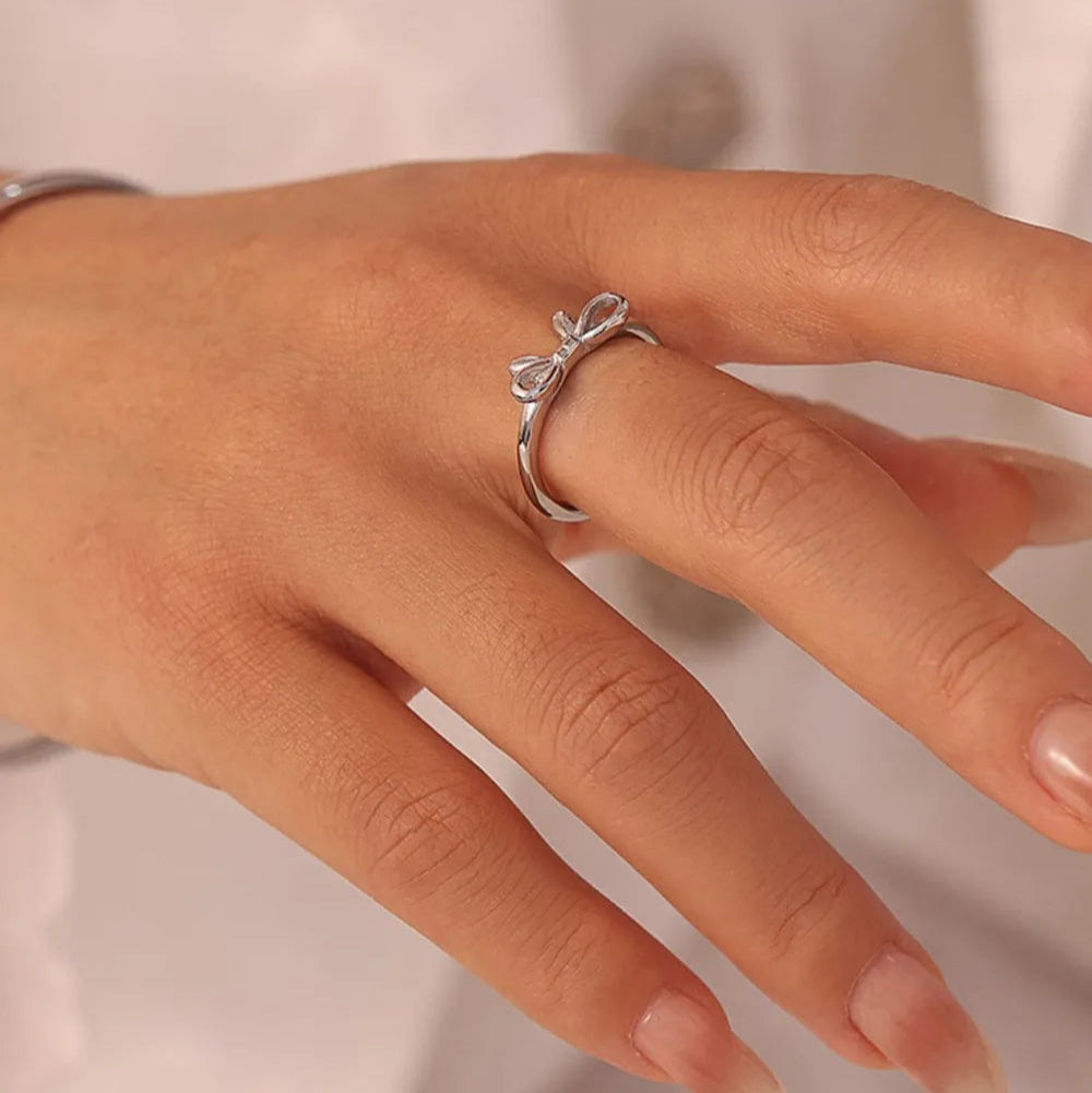 Bow Ring Stainless Steel In Style Jewelry