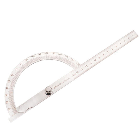 Stainless Steel Protractor With Zero To One Hundred Fifty Millimetre Arm For Eighty Degree Angles