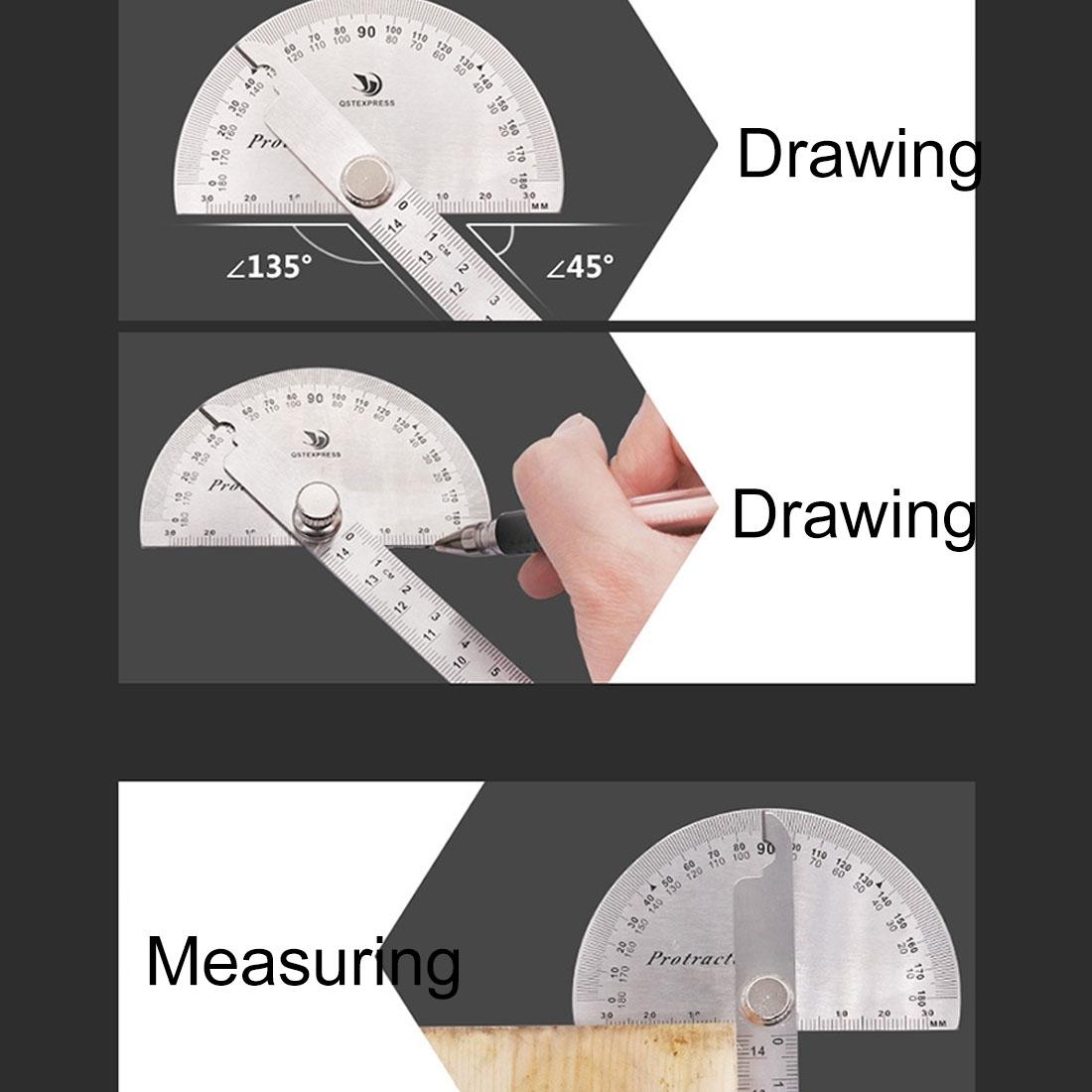 Stainless Steel Protractor With Zero To One Hundred 80 Degree Angle Measurement
