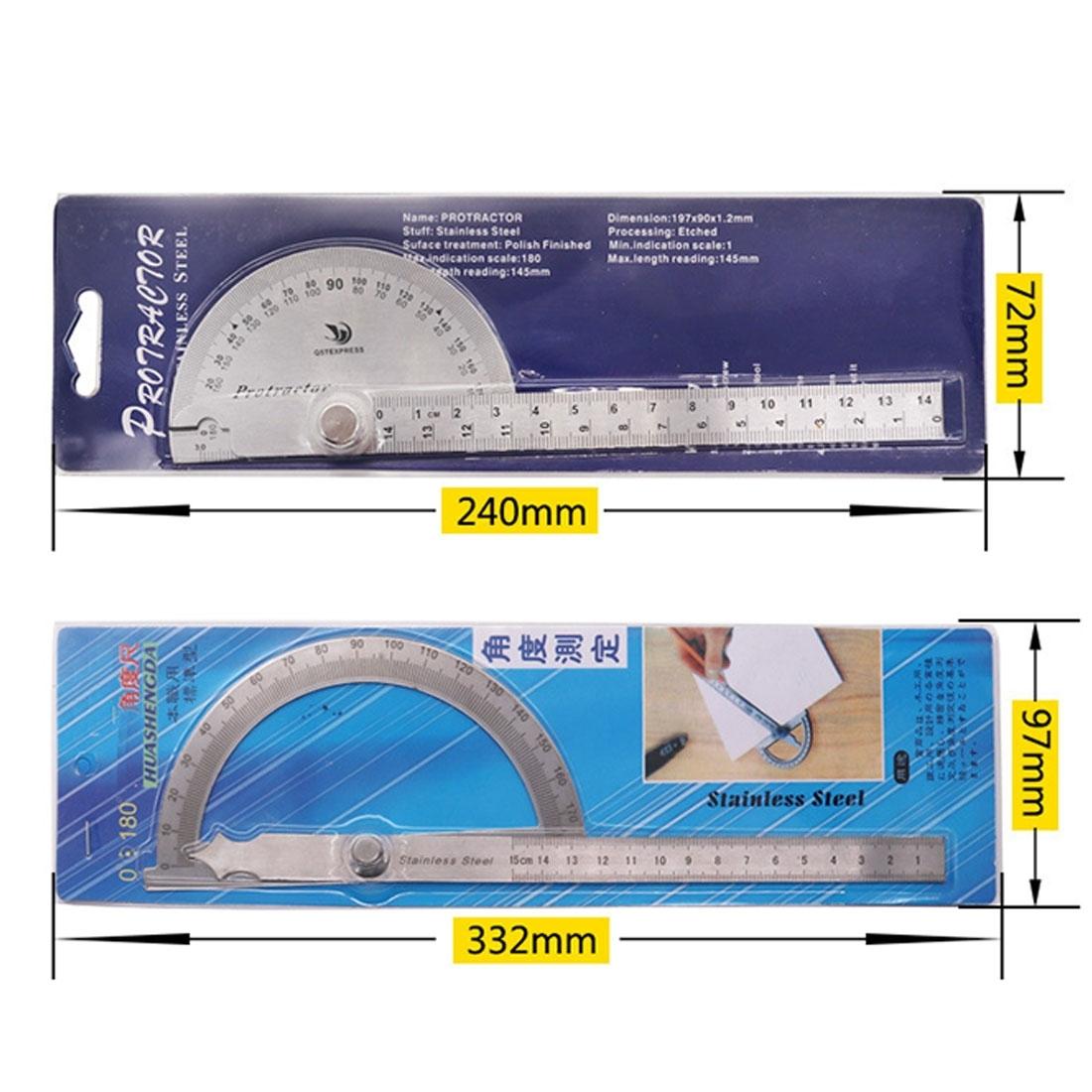 Stainless Steel Protractor With Zero To One Hundred 80 Degree Angle Measurement
