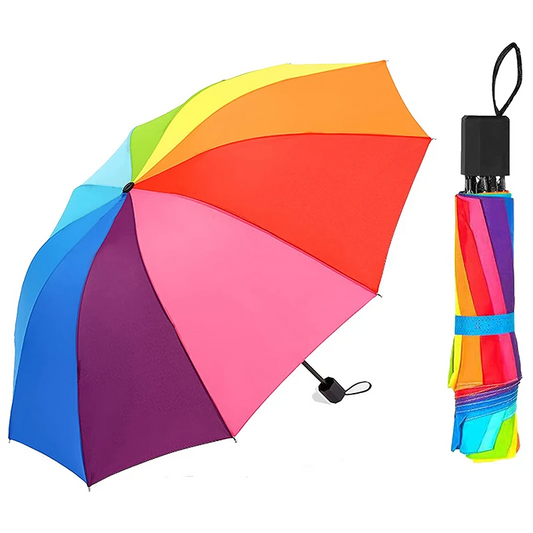 Rainbow Fold Umbrella Women And Men Non-Automatic Popular Creative Three Folding Adults Children