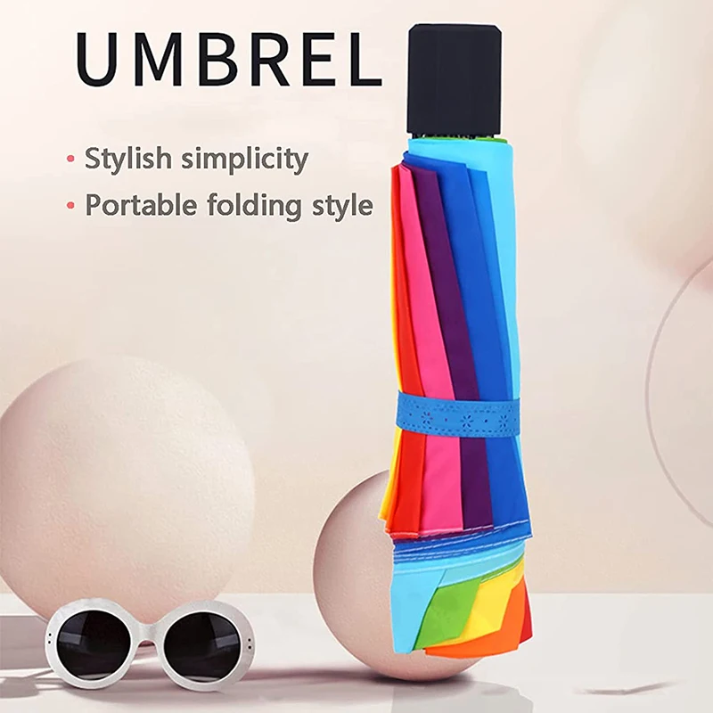 Rainbow Fold Umbrella Women And Men Non-Automatic Popular Creative Three Folding Adults Children