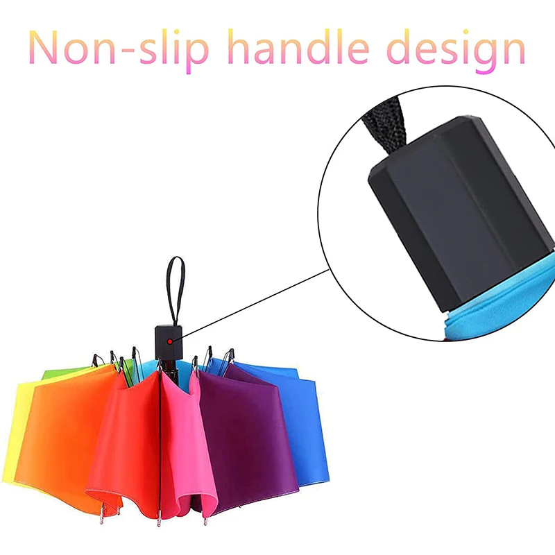 Rainbow Fold Umbrella Women And Men Non-Automatic Popular Creative Three Folding Adults Children