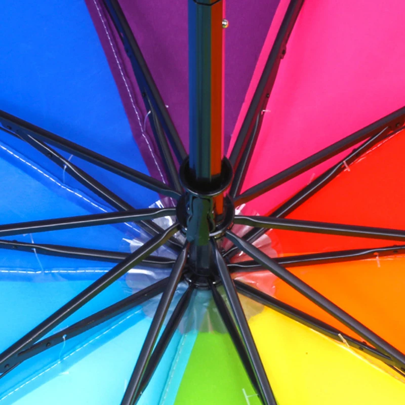 Rainbow Fold Umbrella Women And Men Non-Automatic Popular Creative Three Folding Adults Children