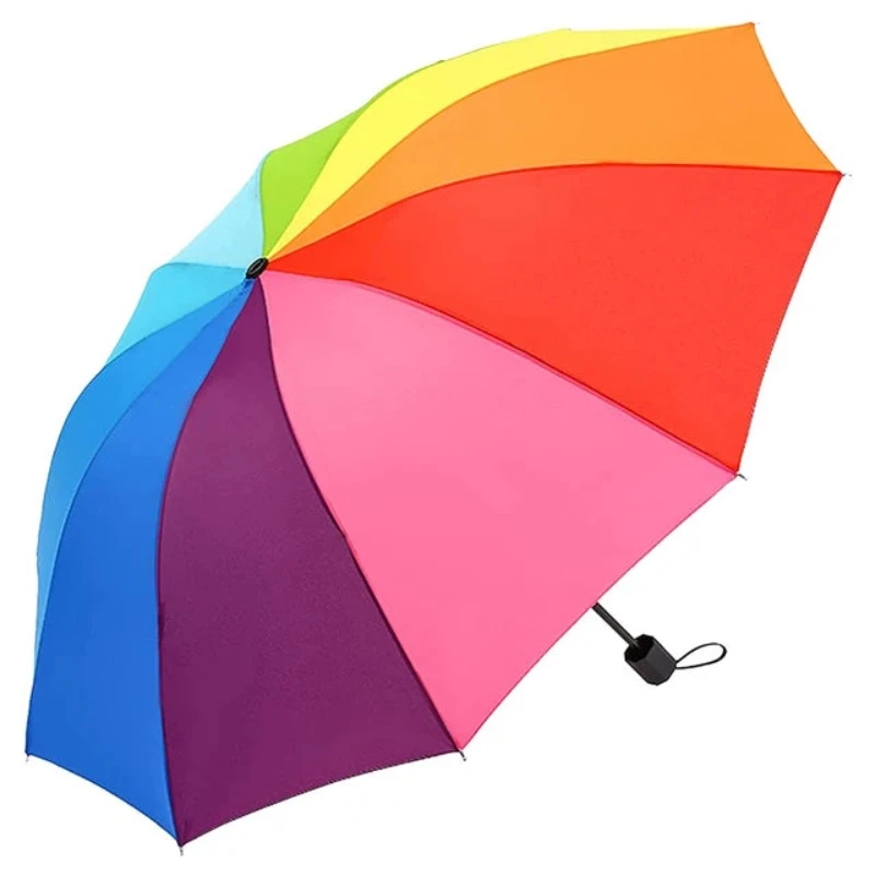 Rainbow Fold Umbrella Women And Men Non-Automatic Popular Creative Three Folding Adults Children