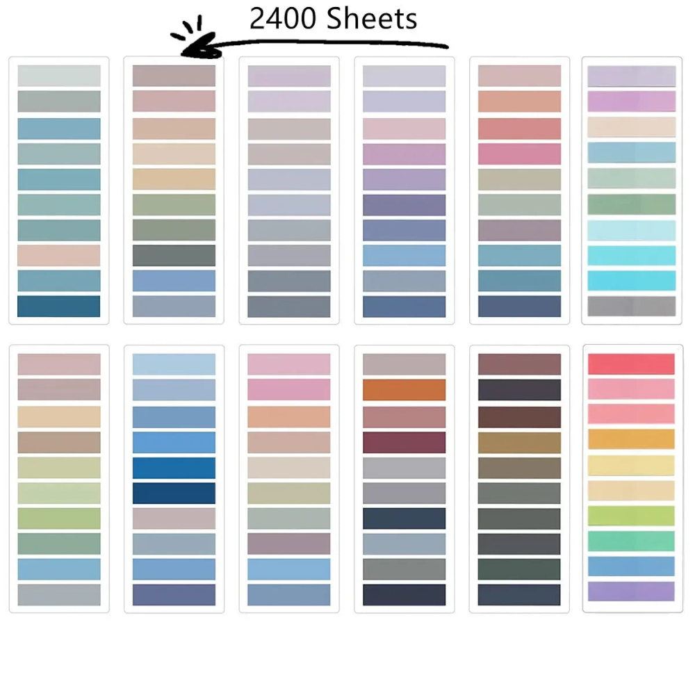 2400Pc Index Tabs Self Adhesive Page Markers Transparent Waterproof Sticky Notes Classify Files Flags Posted It Planner