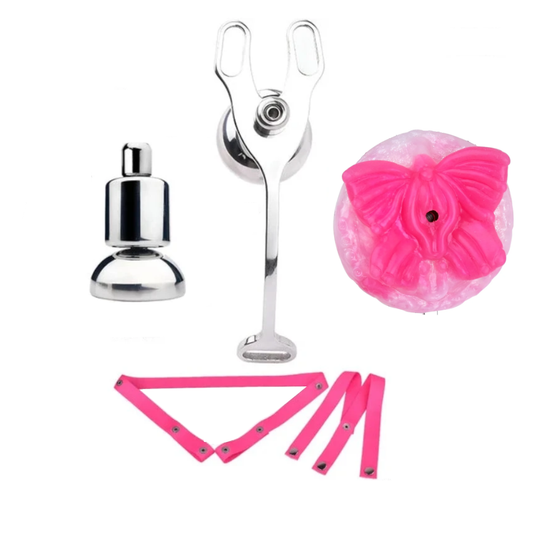 Faak Strap Ons Stainless Steel Chastity Cages Inward Pressure Penis Lock With Silicone Intimate Clit Bdsm Sex Toy For Ma