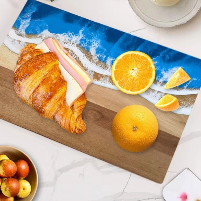 Wood And Resin Cutting Board Ocean Epoxy Serving Cheese