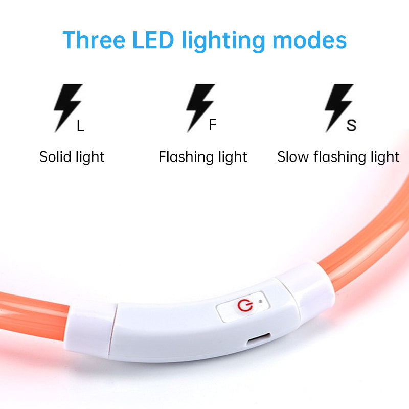 3 Mode Led Dog Collar Usb Rechargeable Detachable & Glowing Pet Safety Necklace For Night