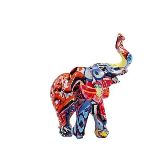 Resin Colorful Transfer Printed Elephant Figurines Modern Art Ornaments Animal Feng Shui Home Interior Office Decor Acce