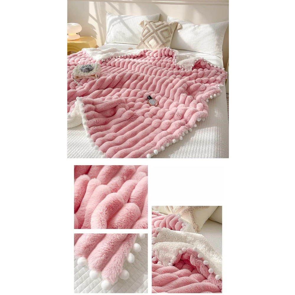 Deep Pink Tuscan Faux Fur Weighted Blanket 200X230cm For Autumn Winter