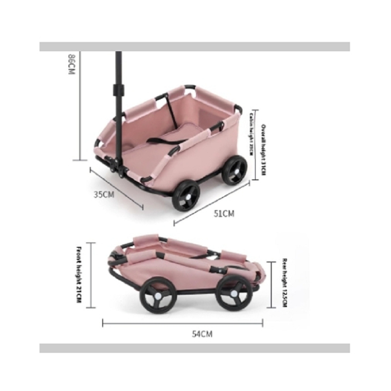 Elosung Black Foldable Pet Travel Wagon For Small Dogs Lightweight