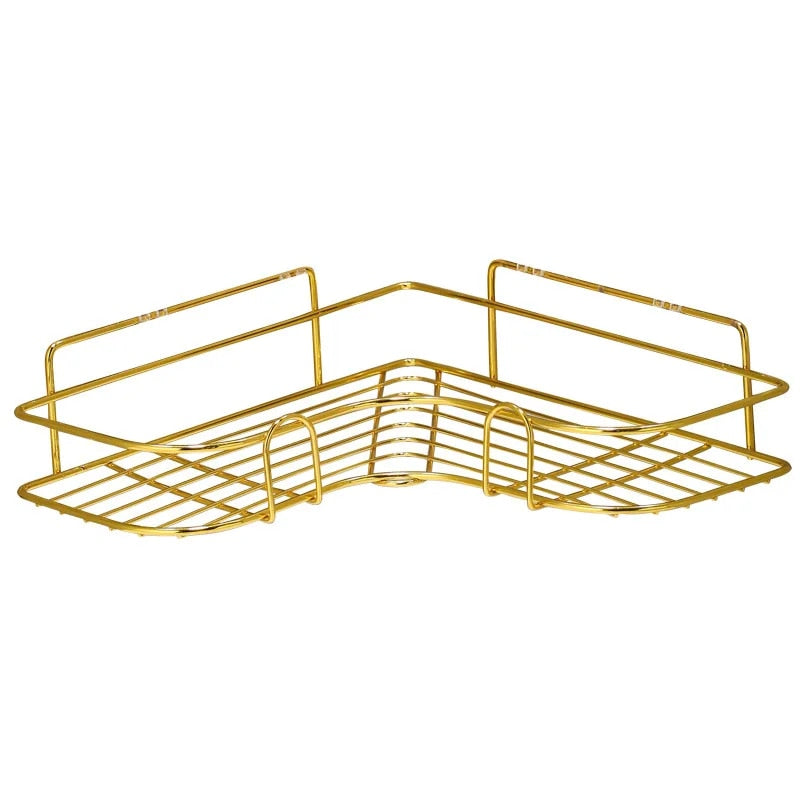 Corner Shelf Shower Gold No Drill Storage Rack Holder Bathroom Organiser Accessories