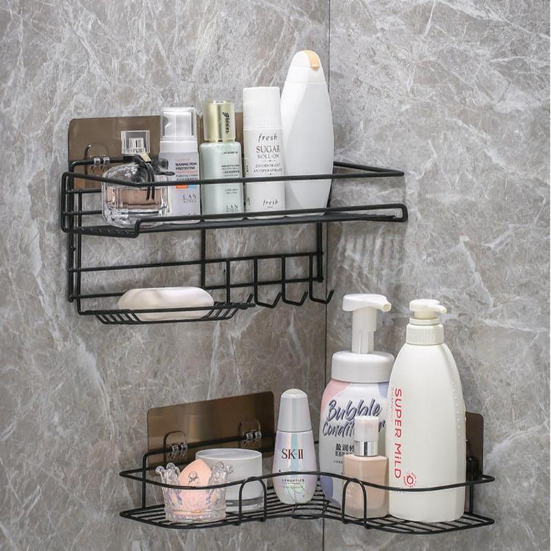 Corner Shelf Shower Gold No Drill Storage Rack Holder Bathroom Organiser Accessories