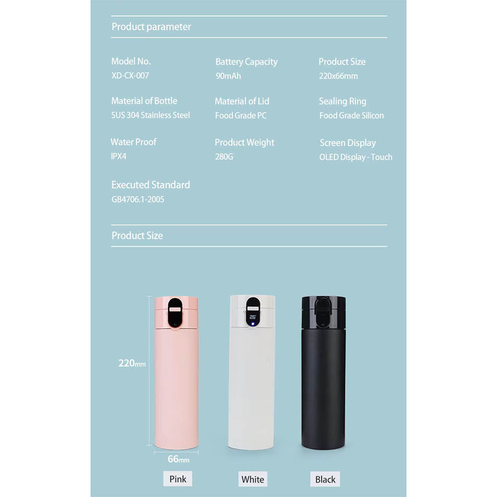 Smart Water Bottle With Temperature Display Vacuum Usb Charging Thermos 12H Hot Cup 320Ml Drinking Reminder Insulate