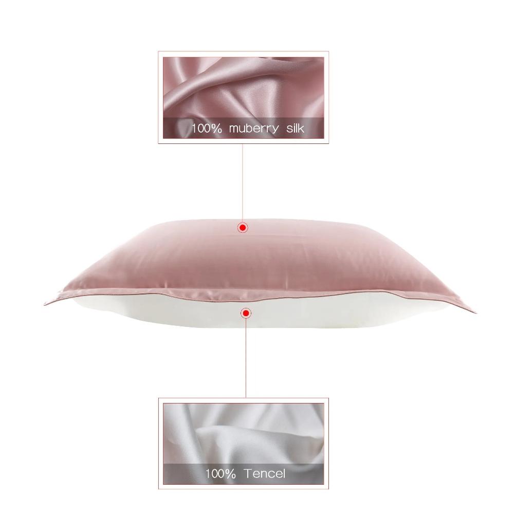 Pillowcase 50X75cm Light Gray Pure Real Silk For Comfortable Home Bed Use