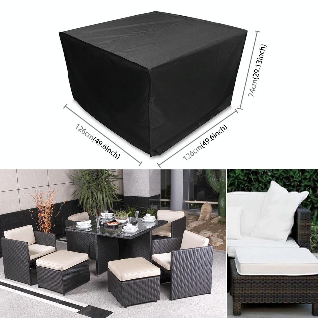 Outdoor Furniture Set Cover Waterproof Dust Proof 210D Oxford Cloth Black