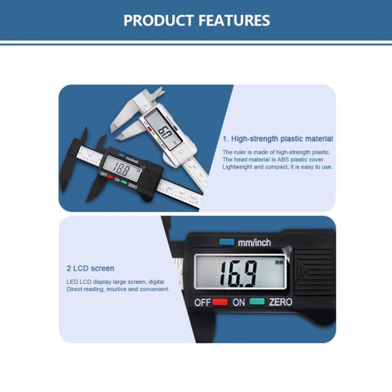 Digital Display Vernier Caliper Plastic Fiber Precision Measurement Tool
