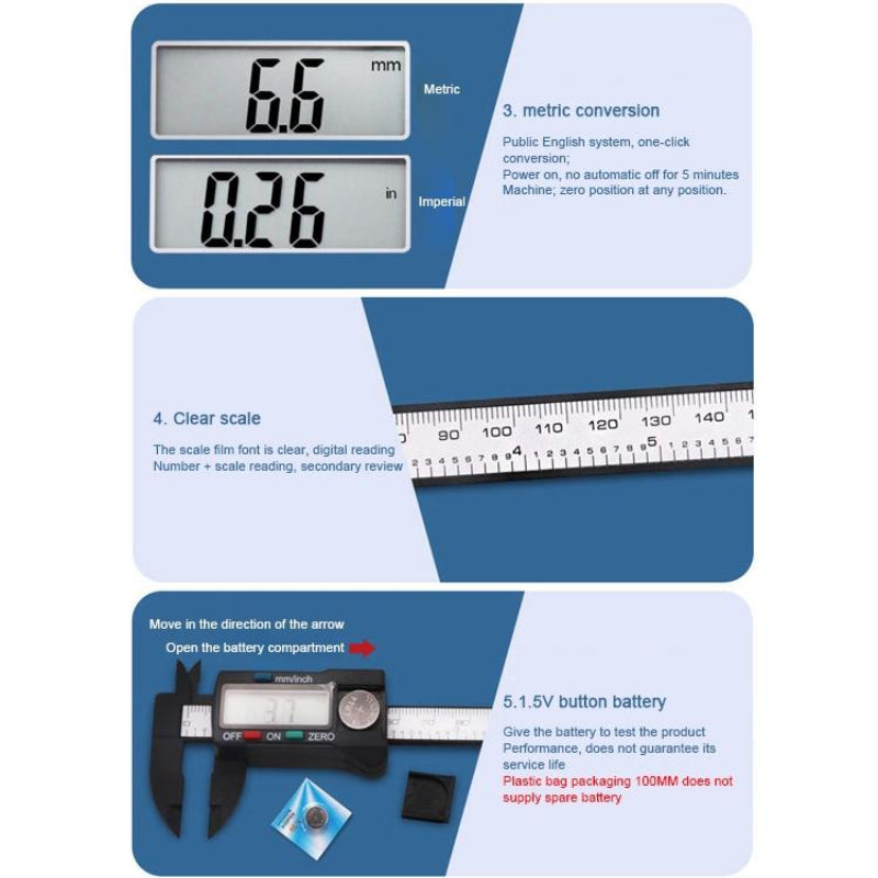 Digital Display Vernier Caliper Plastic Fiber Precision Measurement Tool