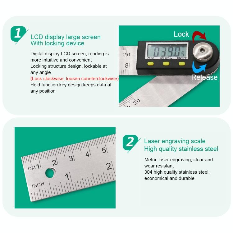 Digital Angle Finder Protractor Ruler With Lcd Display For Precise Measurements