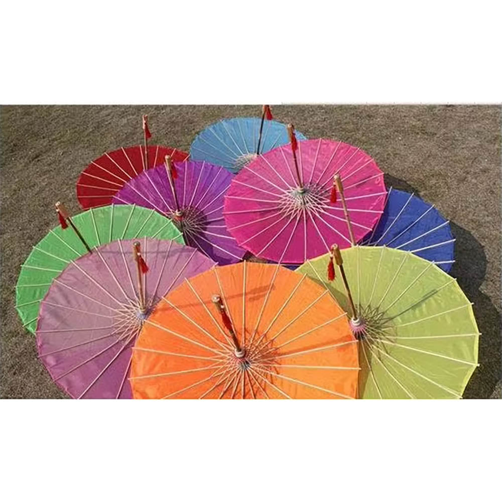 Chinese Colored Fabric Umbrella White Pink Parasols China Traditional Dance Japanese Silk Props