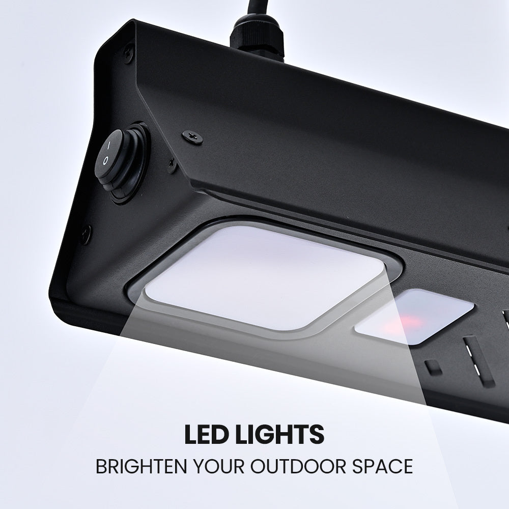 Thermomate 2000W Electric Outdoor Strip Heater Carbon Fiber Element Wall Ceiling Or Hanging Mount Remote Led Screen 9 Ra