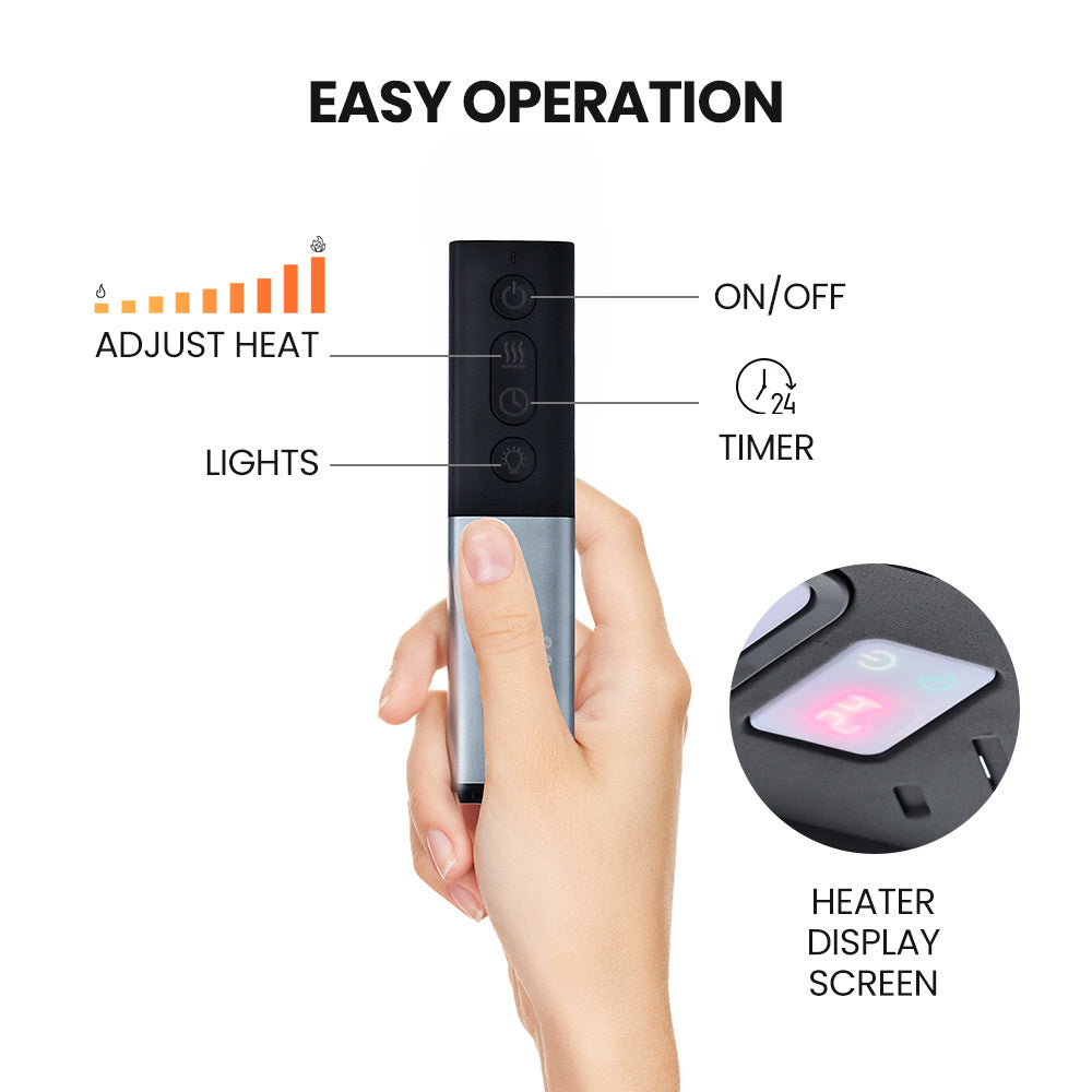 Thermomate 2000W Electric Outdoor Strip Heater Carbon Fiber Element Wall Ceiling Or Hanging Mount Remote Led Screen 9 Ra