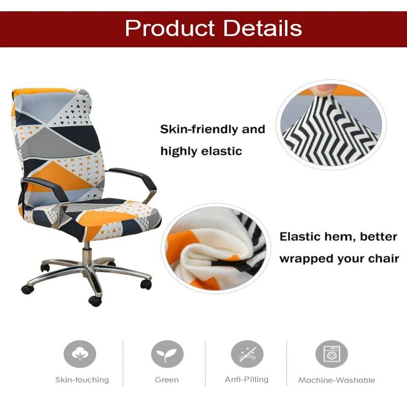 Office Chair Cover Dark Grey Scratch Design Medium Non Slip Rotating Seat Case Universal Armrest Protector For Business