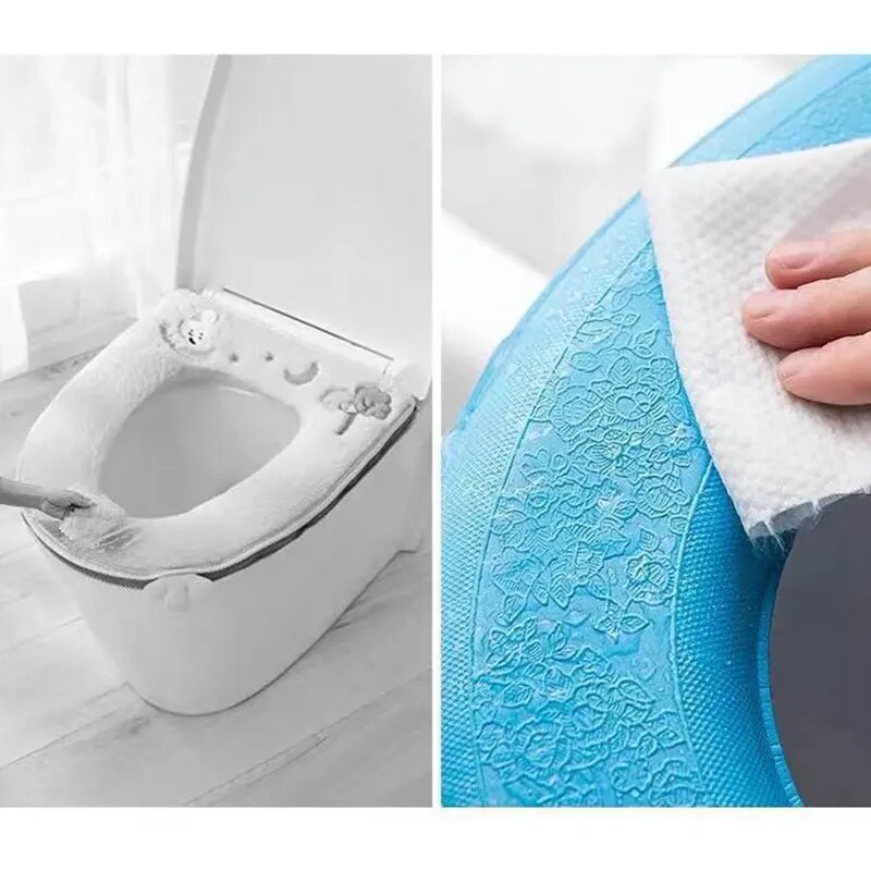 Toilet Seat Cover Yellow Lamb Pattern Washable Mat Bathroom Pad Cushion Accessories